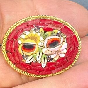 Vintage Floral Mosaic Brooch made in Italy